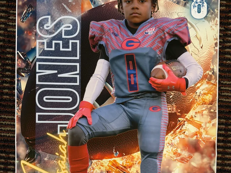 Youth football player poster printed on canvas