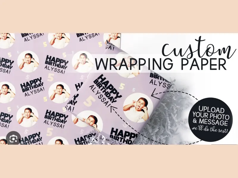 Custom photo gift wrap printed on a school poster maker